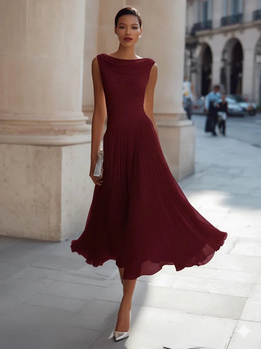 Formal A Line Midi Dress - Red
