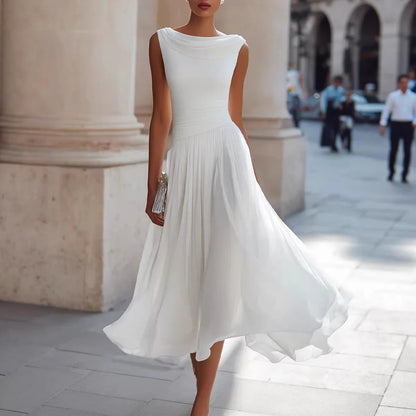 Formal A Line Midi Dress - White