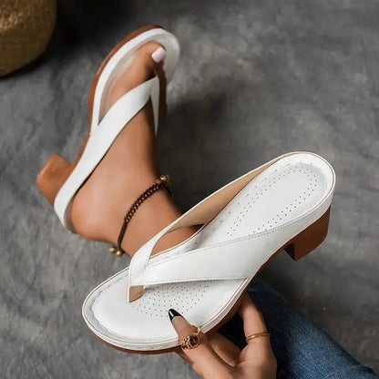 Platform Wedge Thong Sandals - White