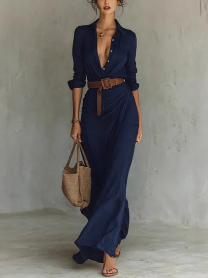 Wrap Maxi Dress - Navy Blue