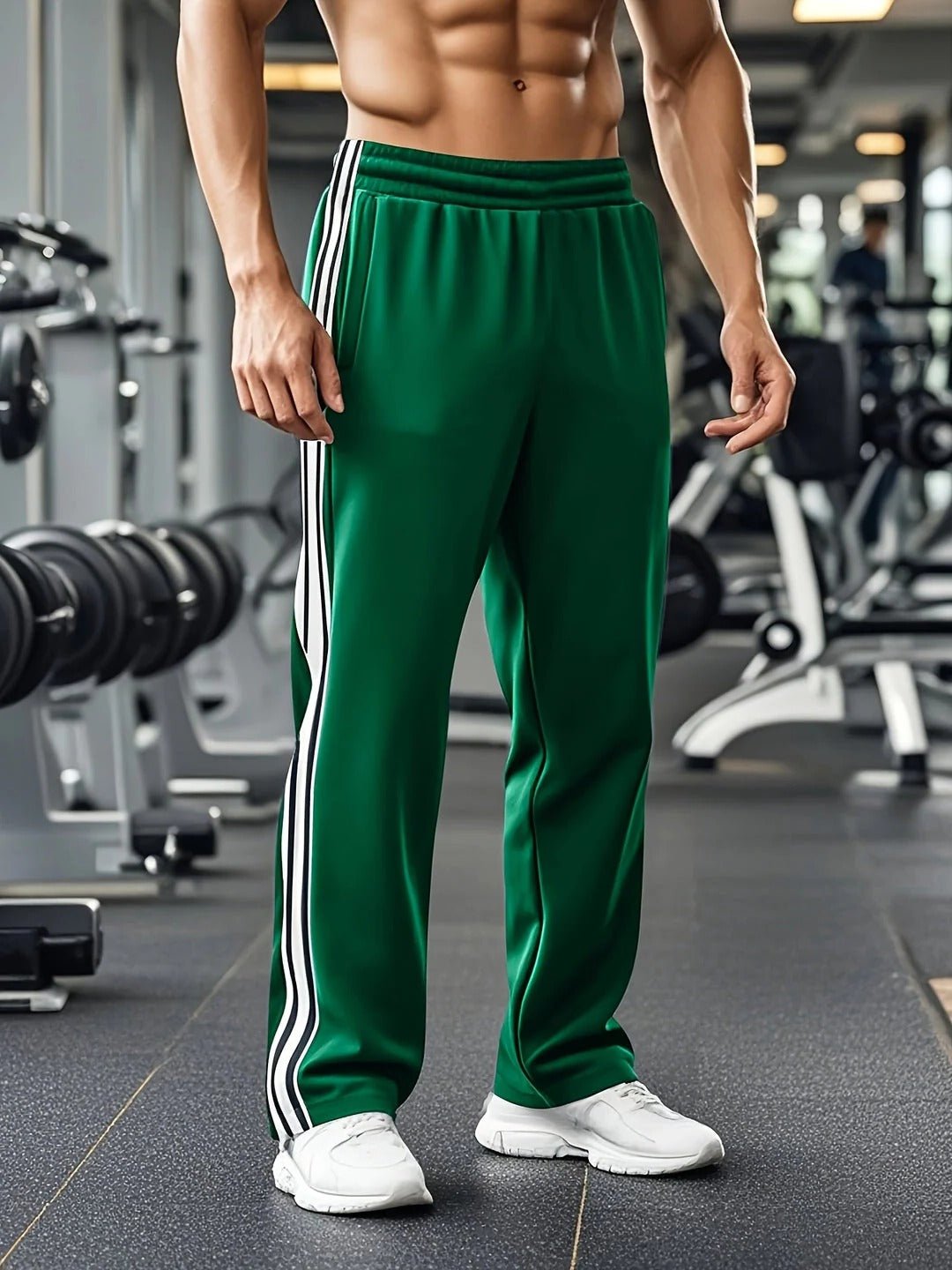 Men's Side-Stripe Relaxed Track Pants - Green