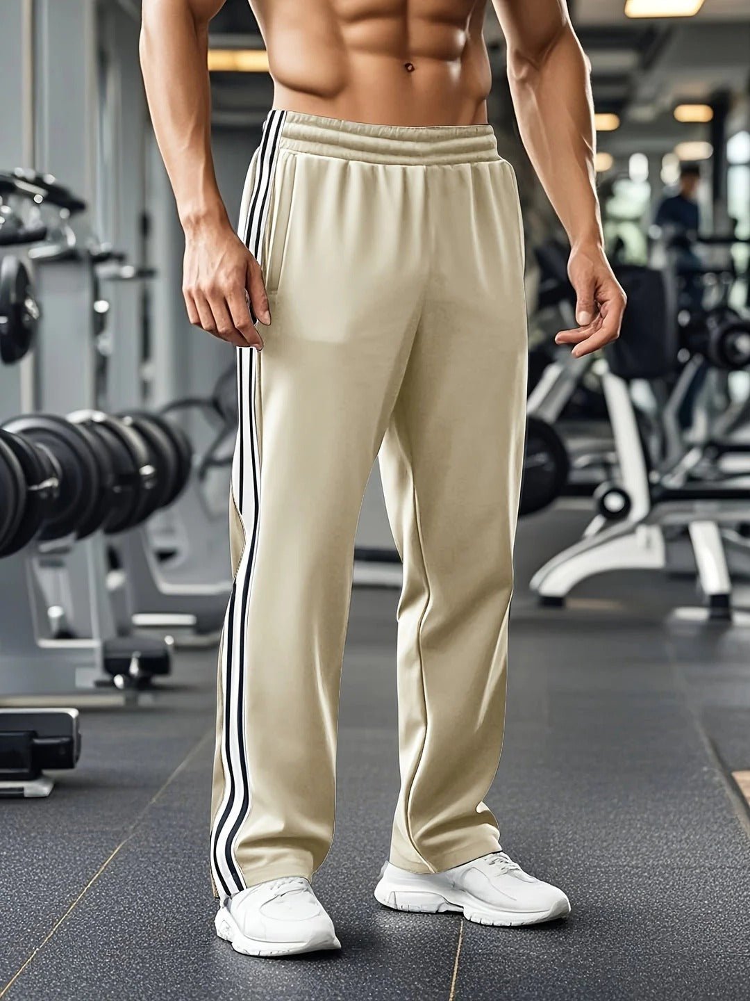 Men's Side-Stripe Relaxed Track Pants - Apricot