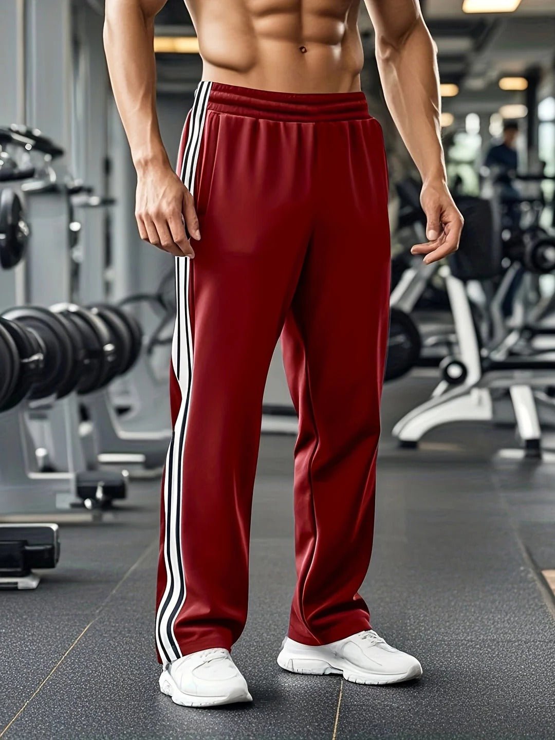 Men's Side-Stripe Relaxed Track Pants - Red