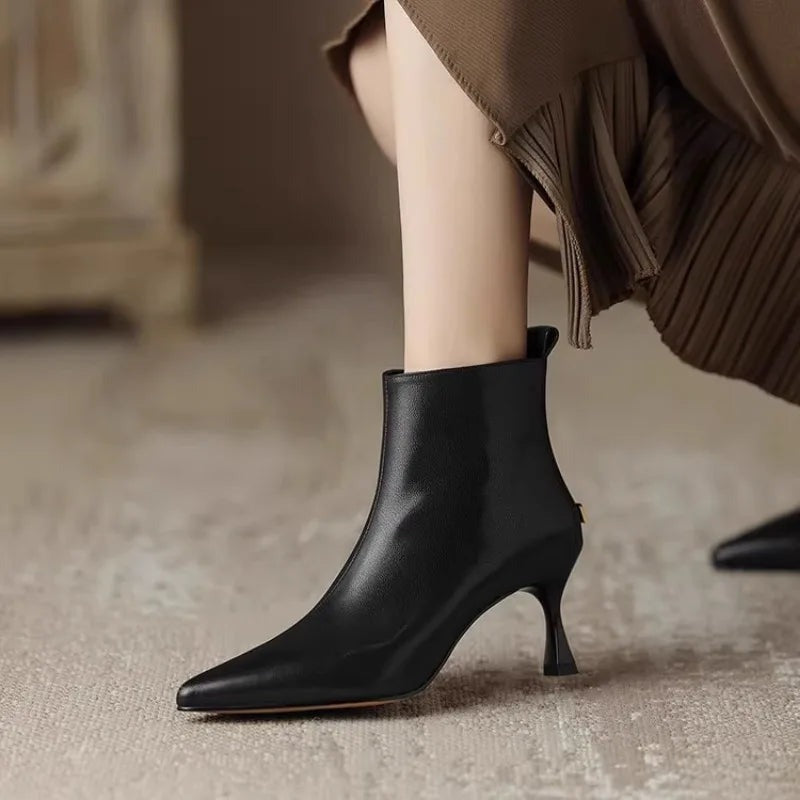 Stiletto Heel Ankle Boots - Black