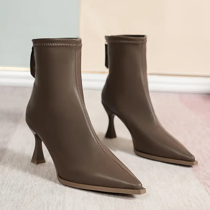 Stiletto Heel Ankle Boots - Braun