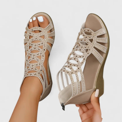 Rhinestone Gladiator Wedge Sandals