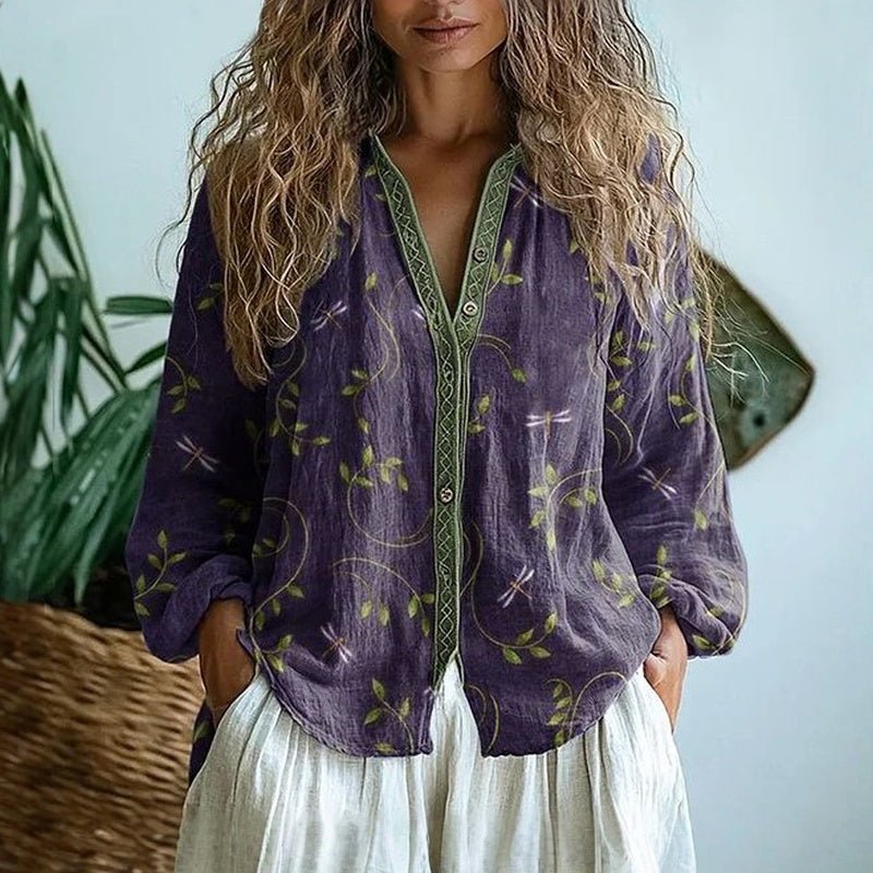 Women's Floral Blouse - Purple