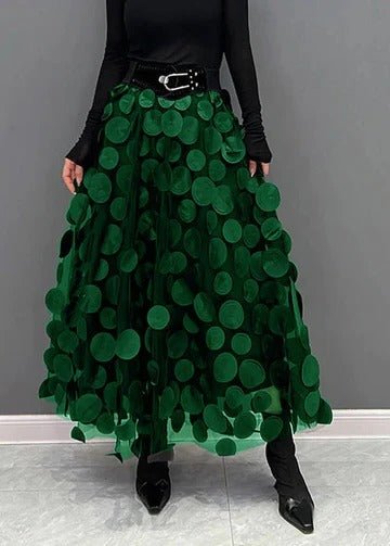 Women's High-Waisted Tulle Maxi Skirt - Dark Green