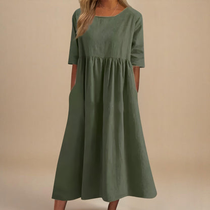 Empire Waist Midi Dress - Army Green