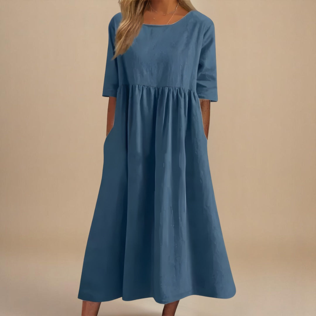 Empire Waist Midi Dress - Slate Blue
