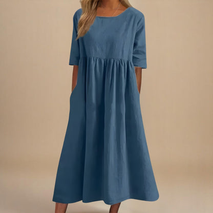 Empire Waist Midi Dress - Slate Blue