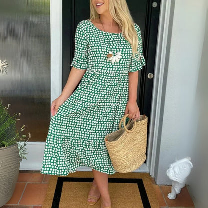 Polka Dot Midi Dress - Green