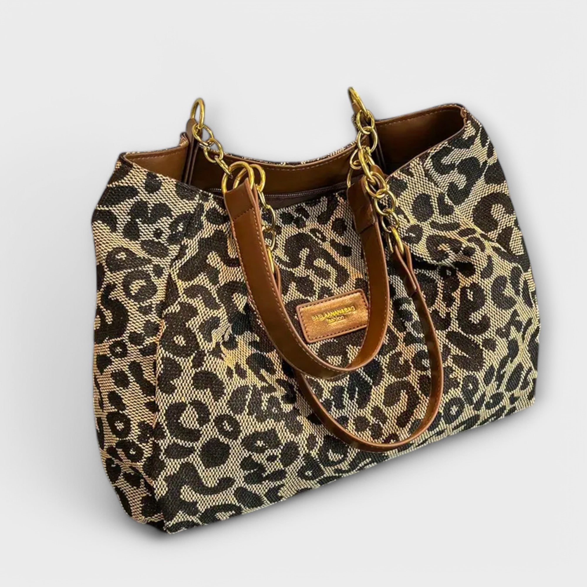Women's Leopard Print Tote Bag - Default Title