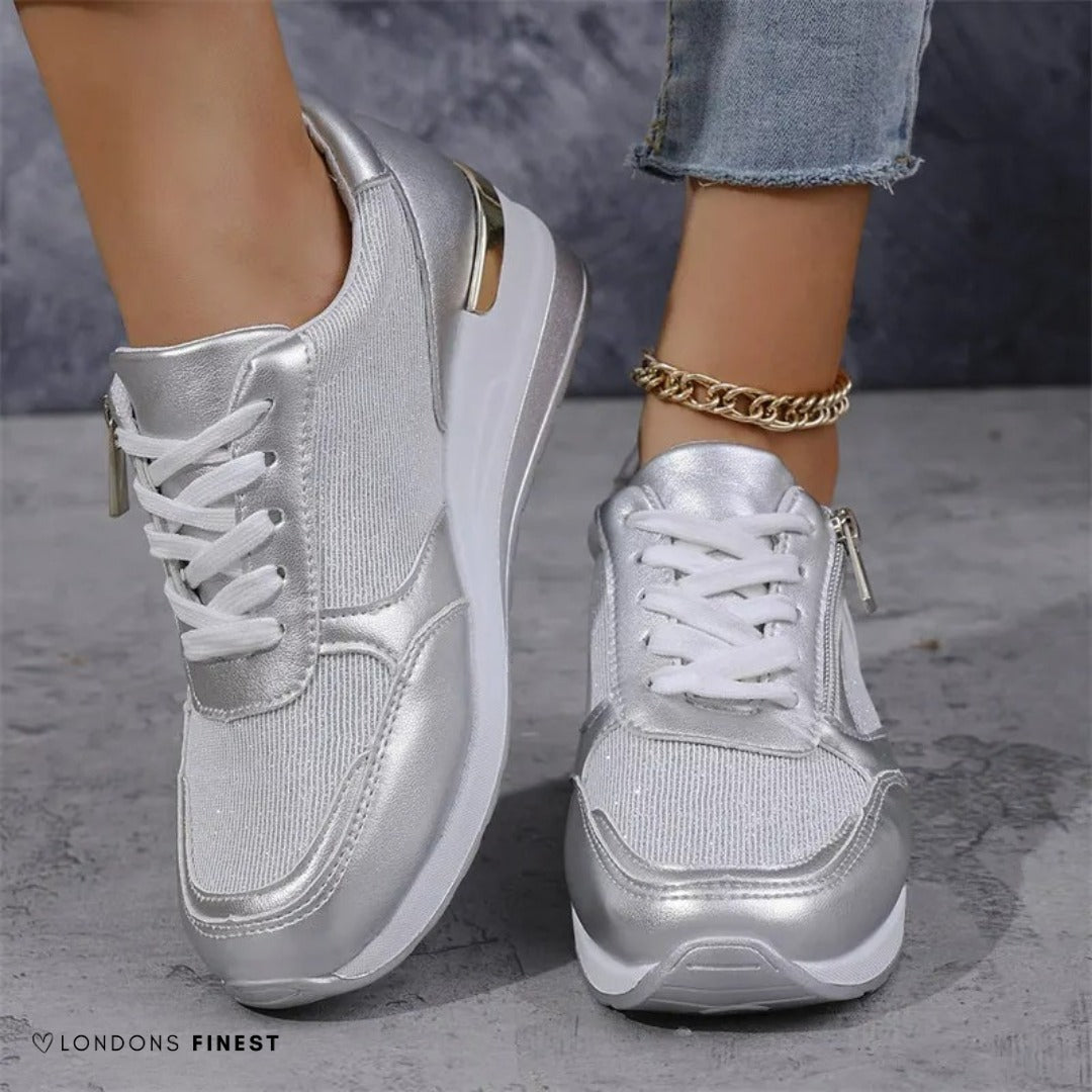 Casual Platform Walking Sneakers - Silver