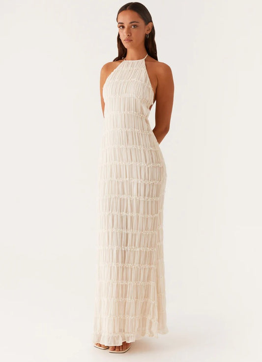 Halter Bodycon Maxi Dress - White