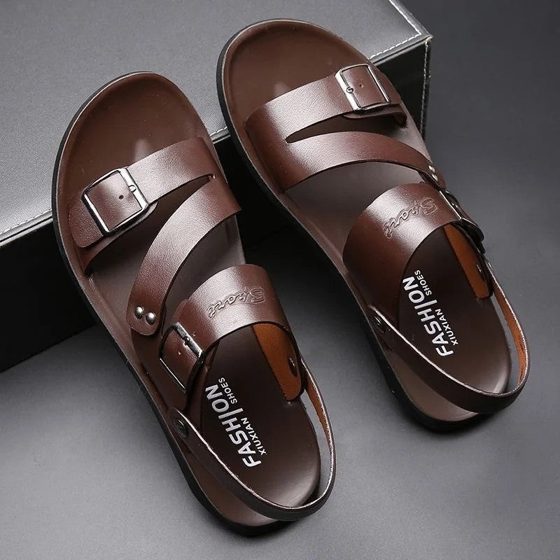 Buckled Comfort Sandals - Brown