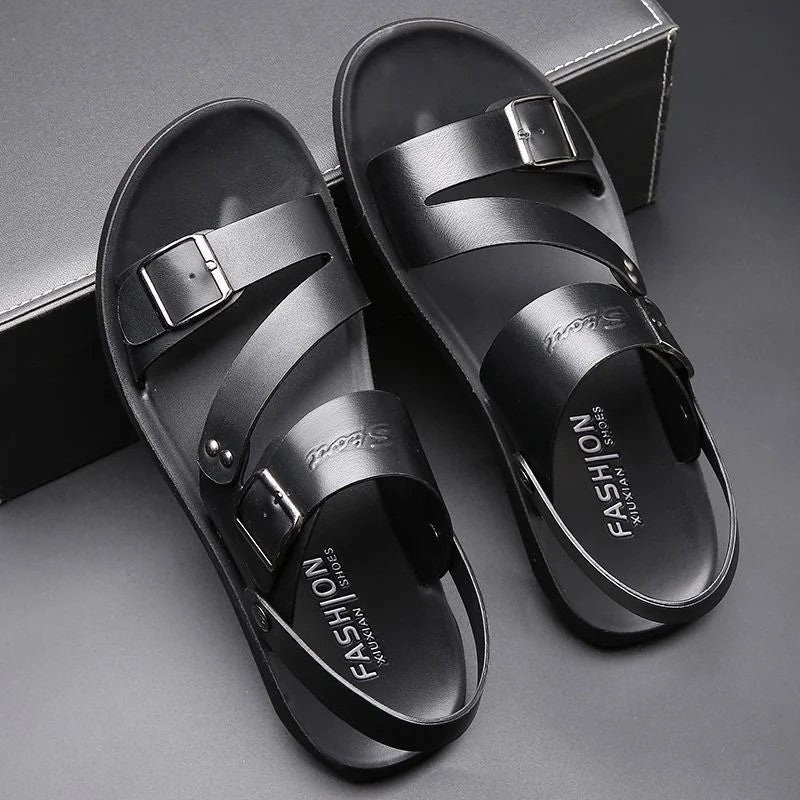 Buckled Comfort Sandals - Black