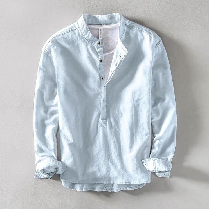 Men's Henley Shirt - Sky Blue