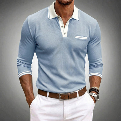 Long Sleeve Polo Shirt - Blue