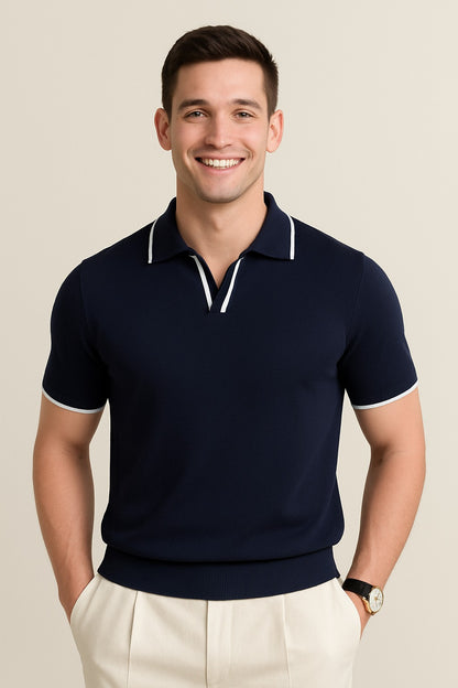 Short Sleeve Knit Polo Shirt
