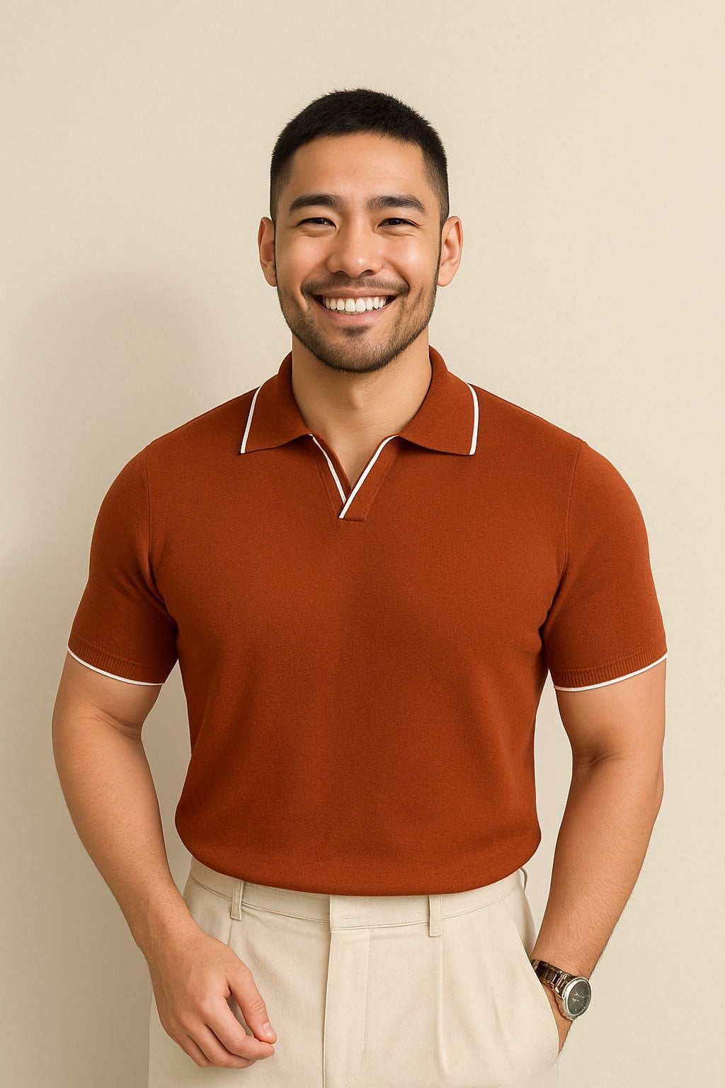 Short Sleeve Knit Polo Shirt