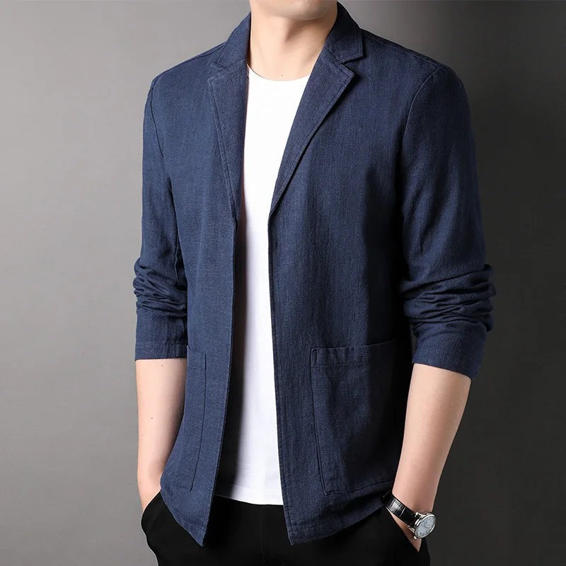 Slim Fit Casual Blazer - Navy Blue