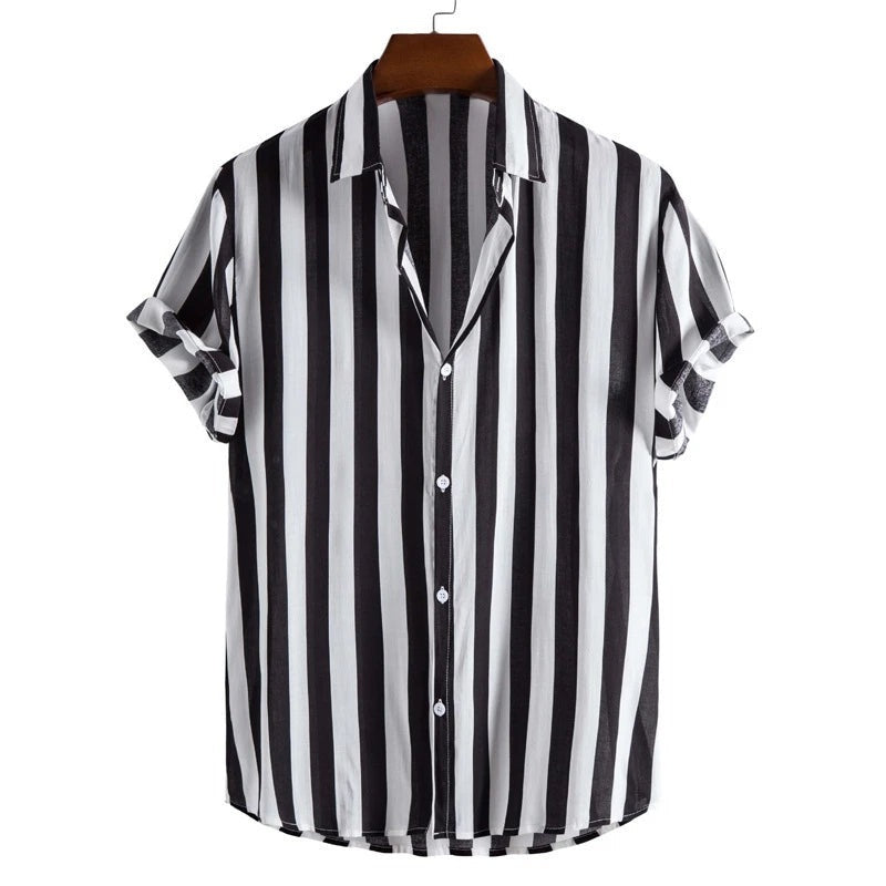 Striped Short Sleeve Shirt - Black