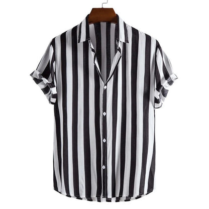 Striped Short Sleeve Shirt - Black
