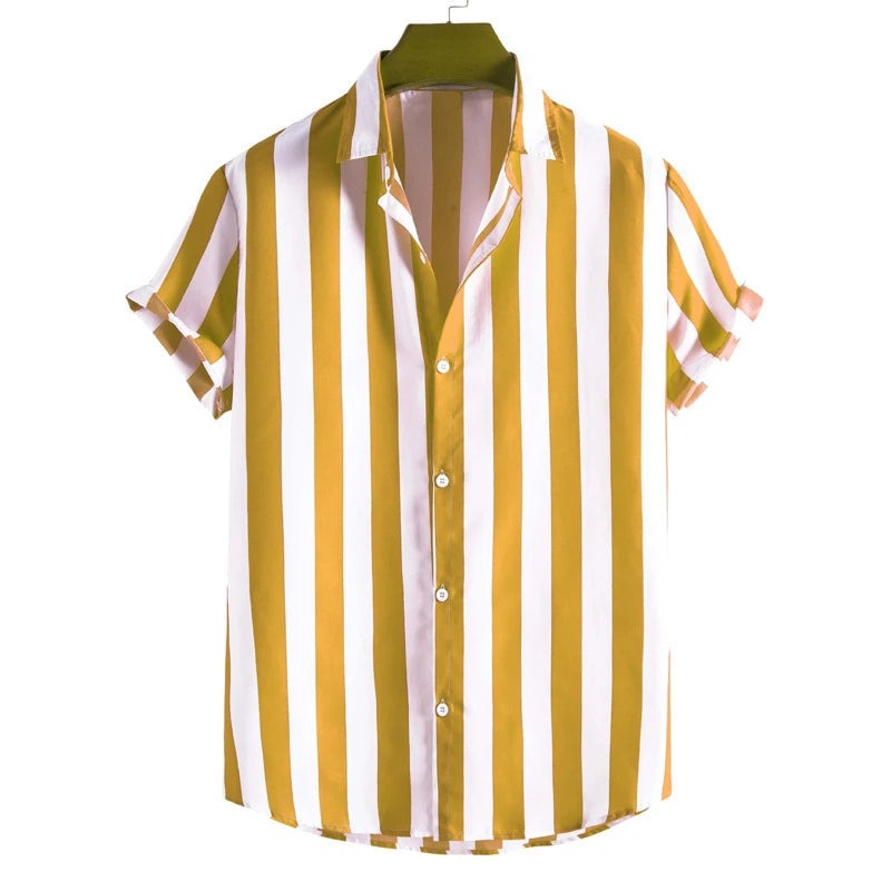 Striped Short Sleeve Shirt - Yellow