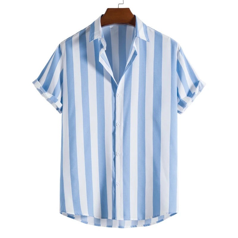 Striped Short Sleeve Shirt - Blue
