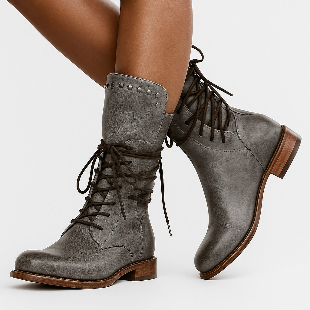 Combat Ankle Boots - Grey