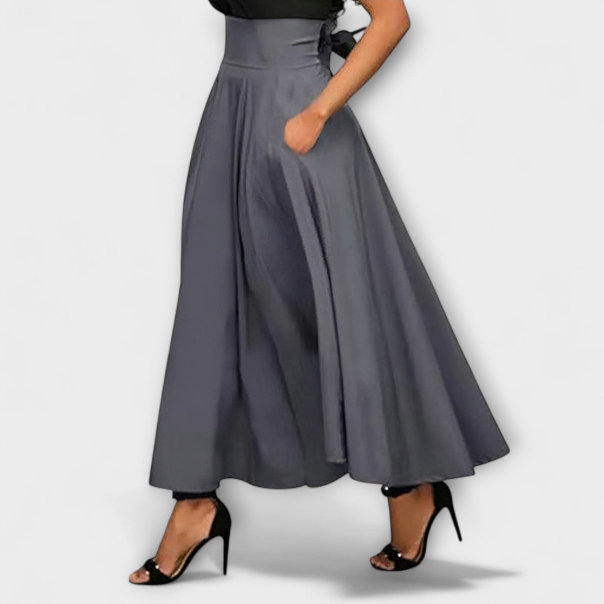 Women's High-Waisted Maxi Skirt - Gray