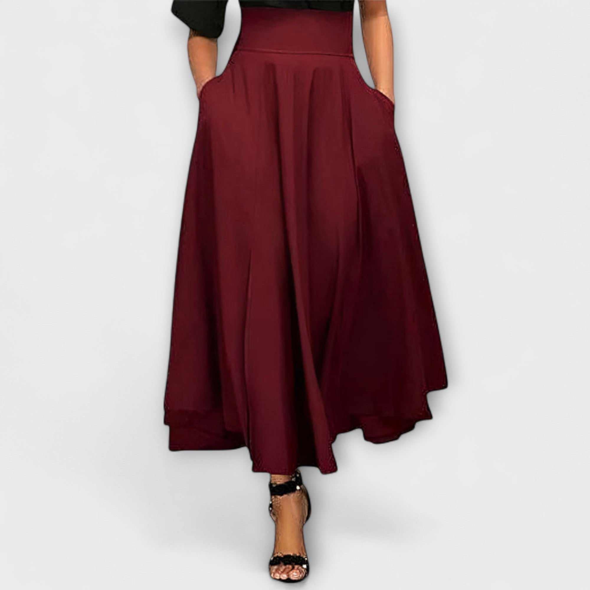 Women's High-Waisted Maxi Skirt - Red