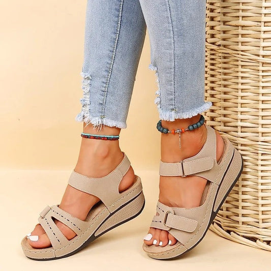 Orthopedic Wedge Sandals - Beige