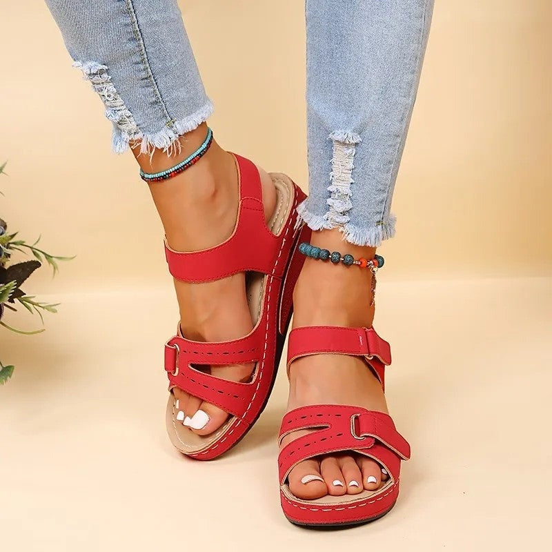 Orthopedic Wedge Sandals - Red
