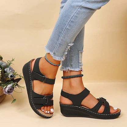 Orthopedic Wedge Sandals - Black