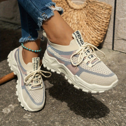 Chunky Running Sneakers - Beige