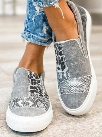 Leopard Print Sneakers - Grey