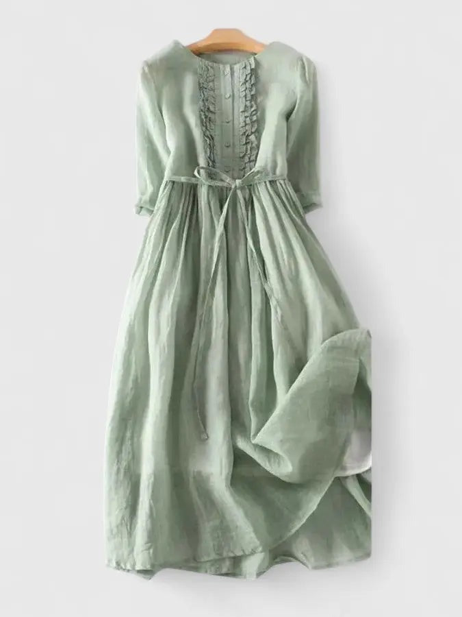 Vintage Ruffle Midi Dress - Green