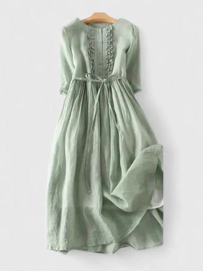 Vintage Ruffle Midi Dress - Green
