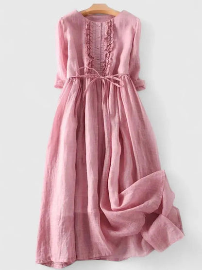 Vintage Ruffle Midi Dress - Pink