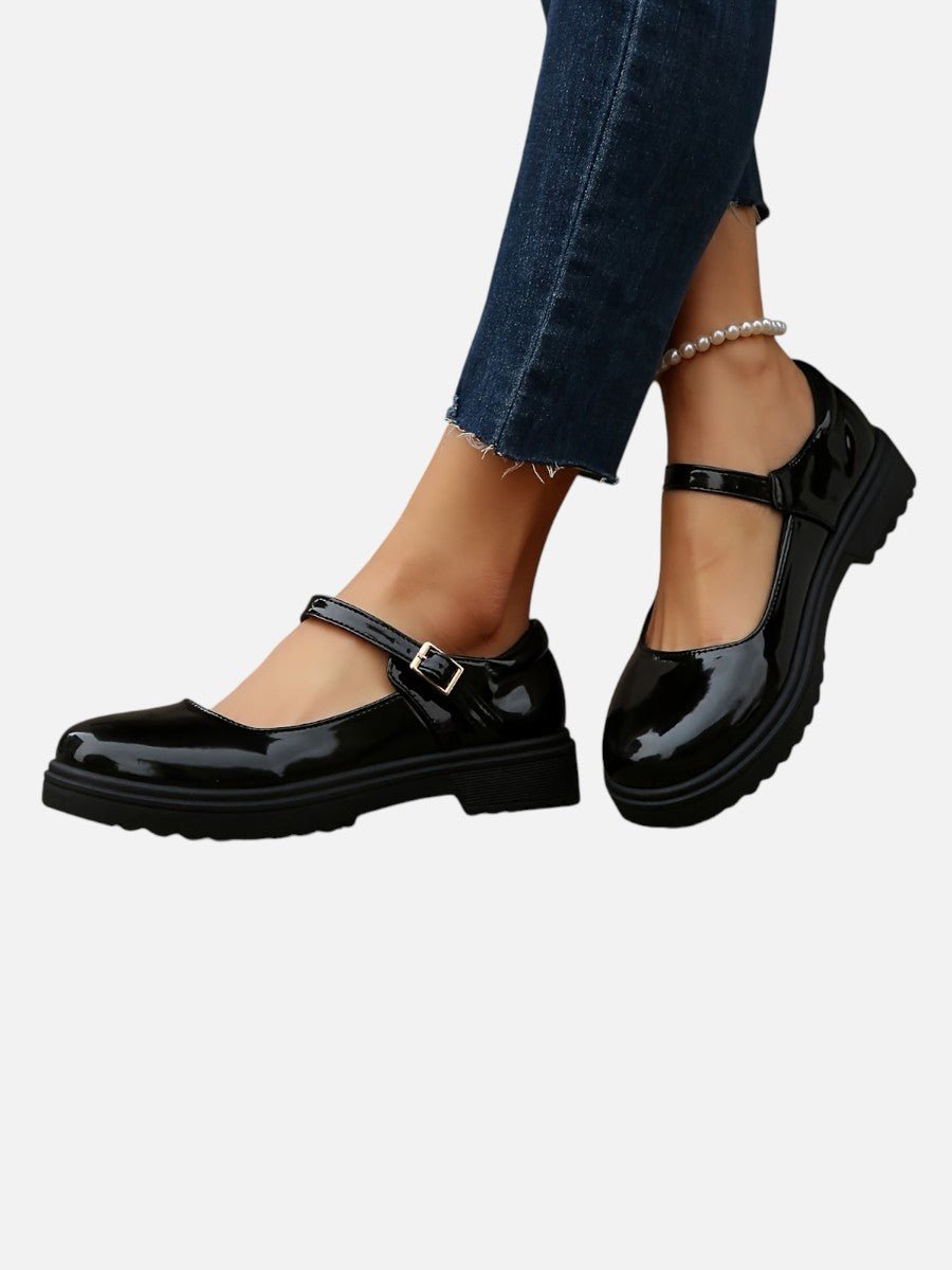 Women's Patent Platform Mary Janes - Black