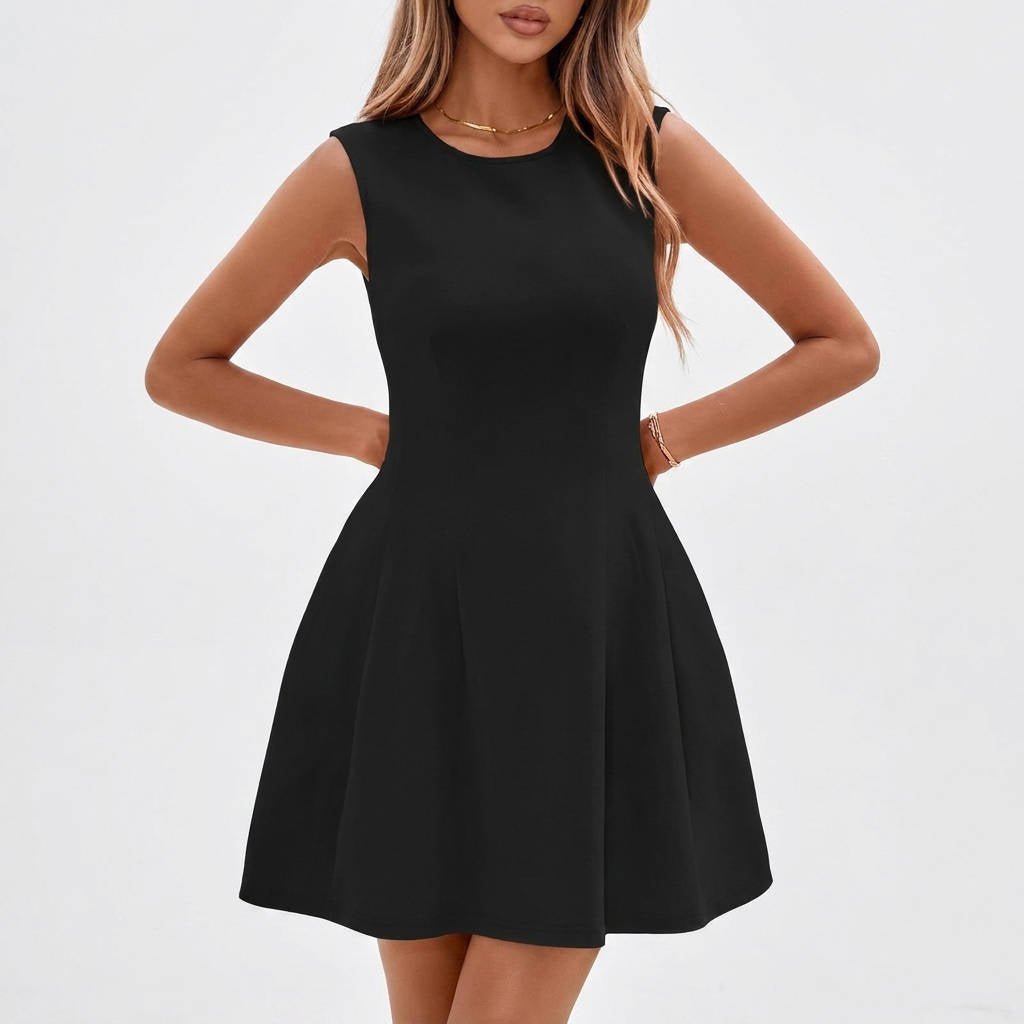 Women's Ponte Skater Mini Dress - Black