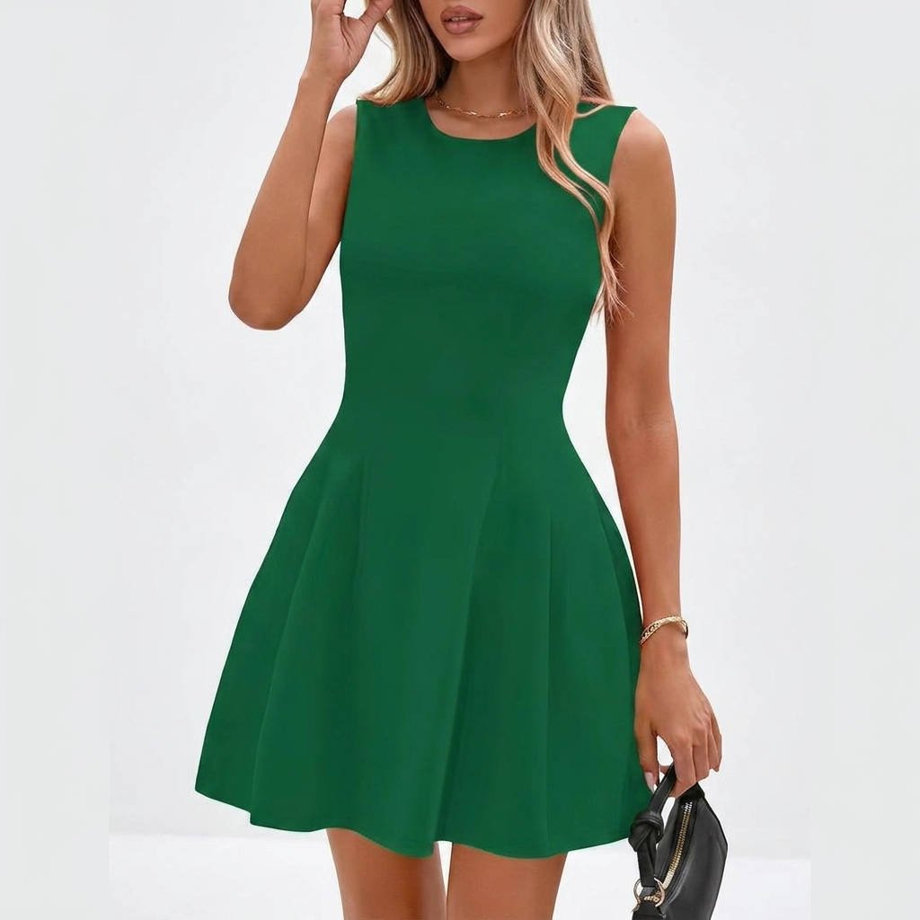 Women's Ponte Skater Mini Dress - Green