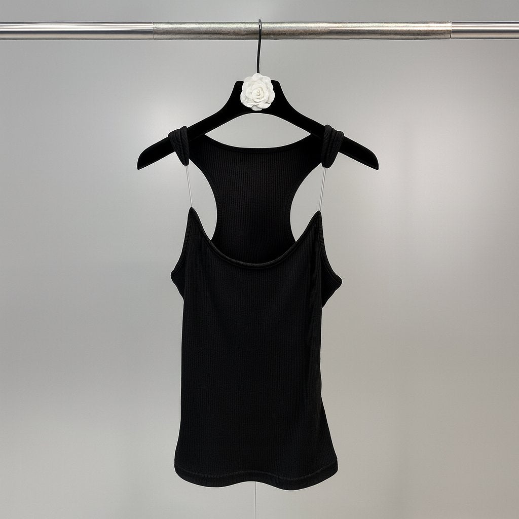Women's Ribbed Racerback Tank Top - Black