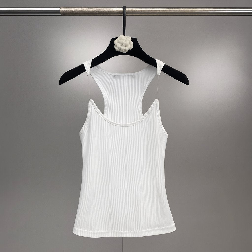 Women's Ribbed Racerback Tank Top - White