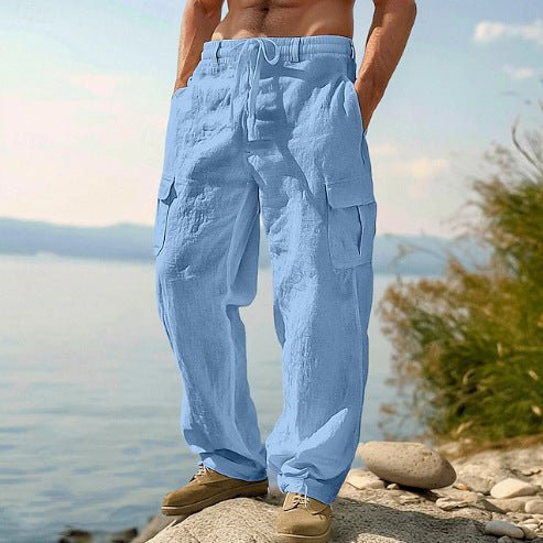 Men's Drawstring Linen Cargo Pants