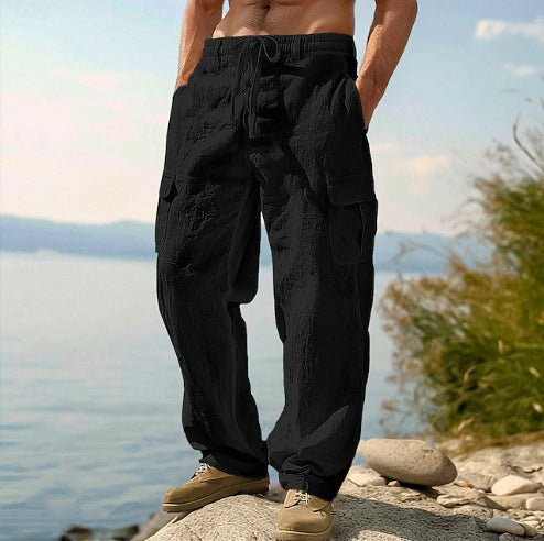 Men's Drawstring Linen Cargo Pants