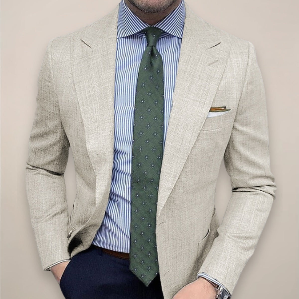 Slim Fit Blazer - Beige