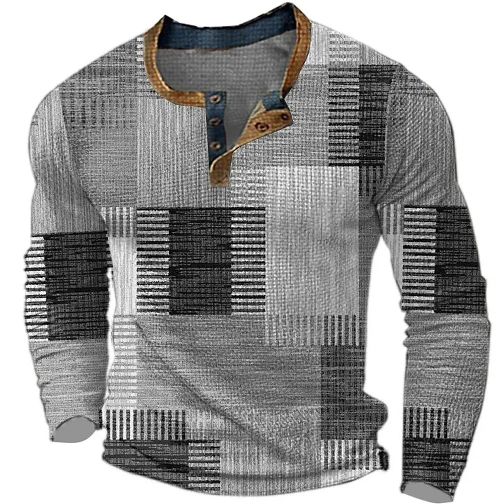 Men's Knit Henley Shirt - Grey